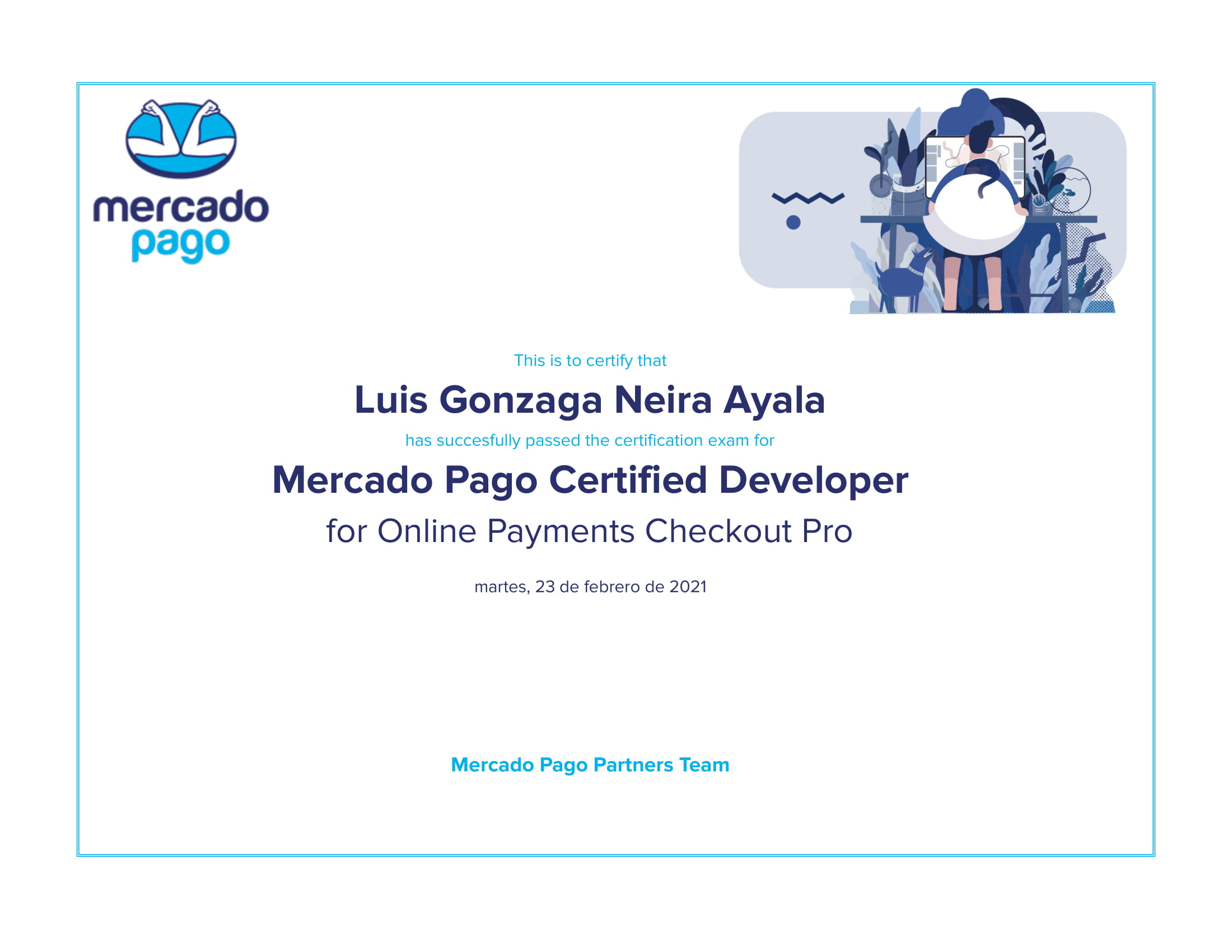 Diploma: Mercado Pago Certified Developer